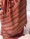 Elegant Bouquet Print Matka tussar Saree in Rich Maroon