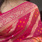 Elegant Handwoven Khaddi Georgette Bandhani Saree – Pink & Orange Ombre