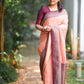 Crepe Silk Saree with Symmetrical Stripes, Banarasi Silk Body & Contrast Pallu, Border & Blouse