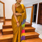 Soft modal Lagdi Patta Bandhej Saree with Multicolor Dyed Pallu & Blouse