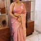 Pastel Pink Desi tussar Saree with Abstract print