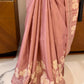 Pastel Pink Desi tussar Saree with Abstract print