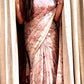 Blush Pink gitcha Tussar Saree with Floral Print & Matka Silk Border